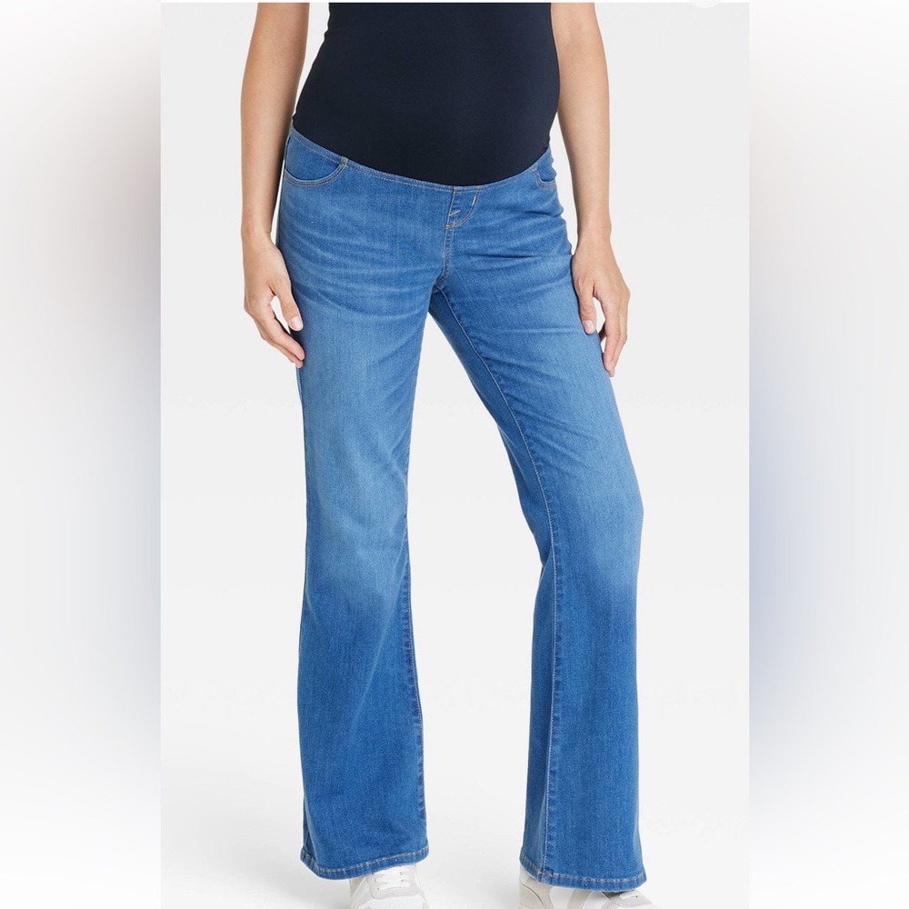 Over the Belly High-Rise Denim Flare Maternity Pants - Isabel Maternity